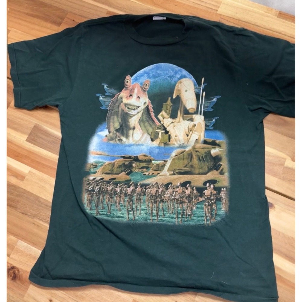 Vintage Star Wars Episode I Jar Jar Binks Battle Droid Naboo T Shirt Mens L